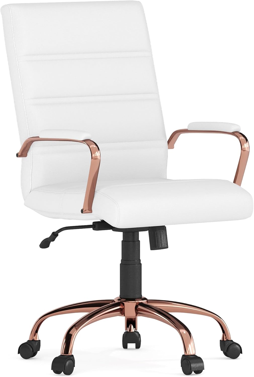 Flash Furniture Whitney Mid-Back Swivel LeatherSoft Desk Chair with Padded Seat and Armrests