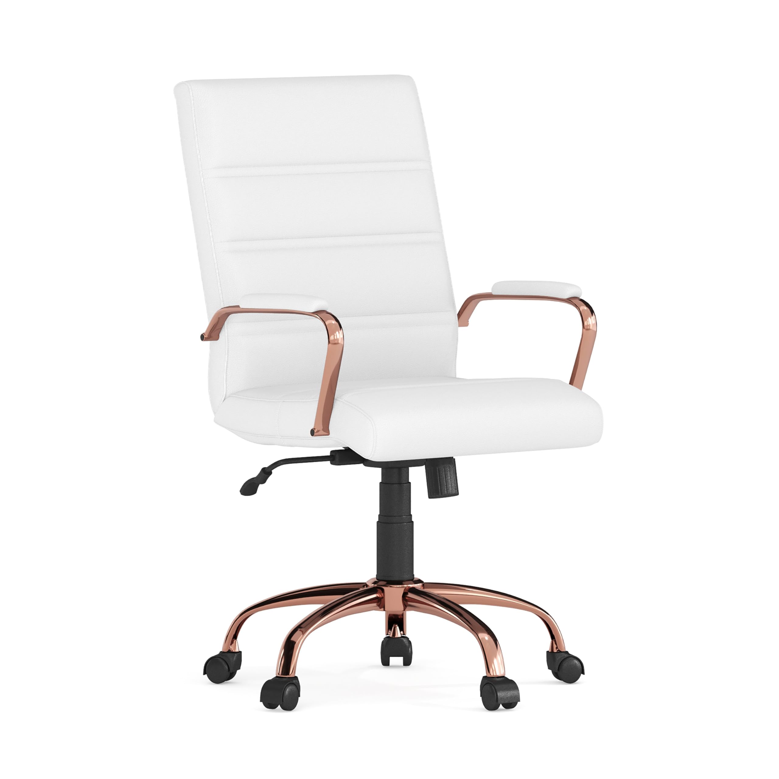 Flash Furniture Whitney Mid-Back Swivel LeatherSoft Desk Chair with Padded Seat and Armrests