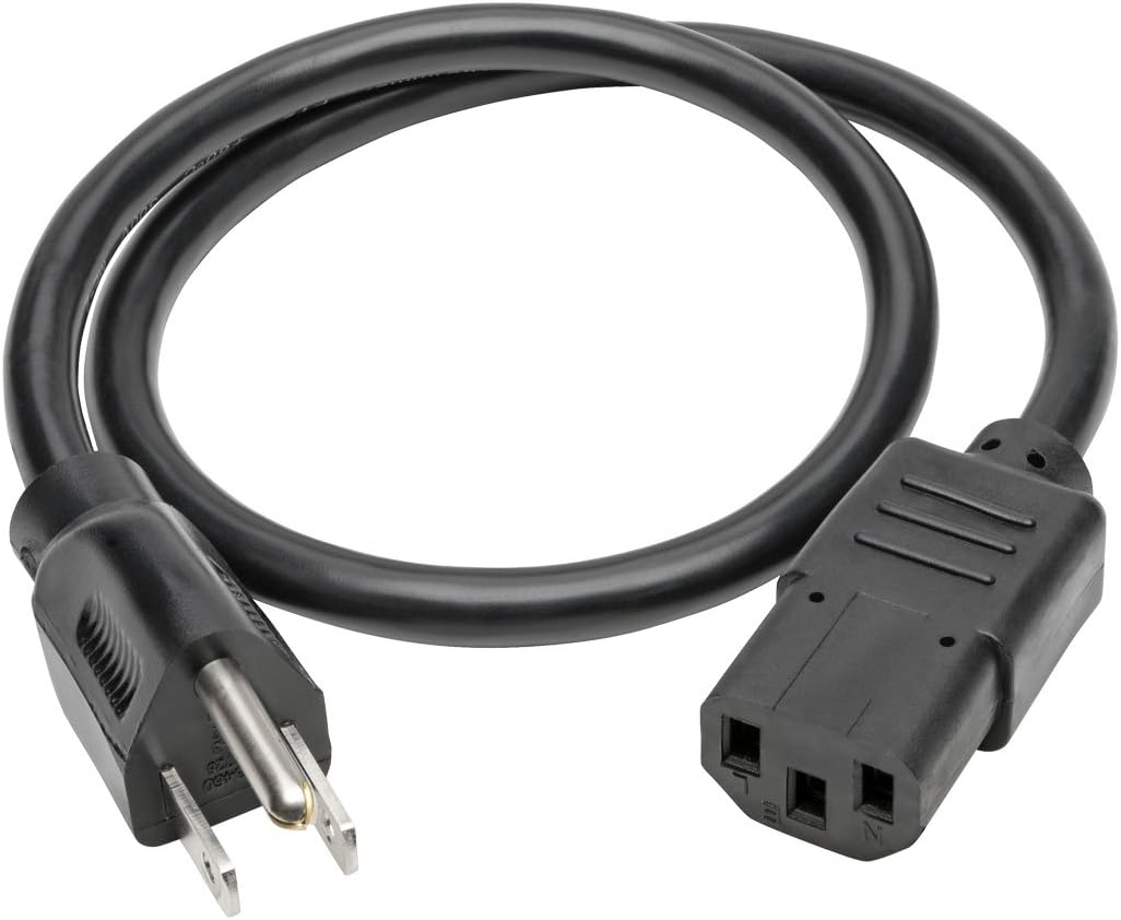 Tripp Lite NEMA 5-15P To IEC-320-C13 Heavy-Duty Computer Power Cord, 3ft, P007-003