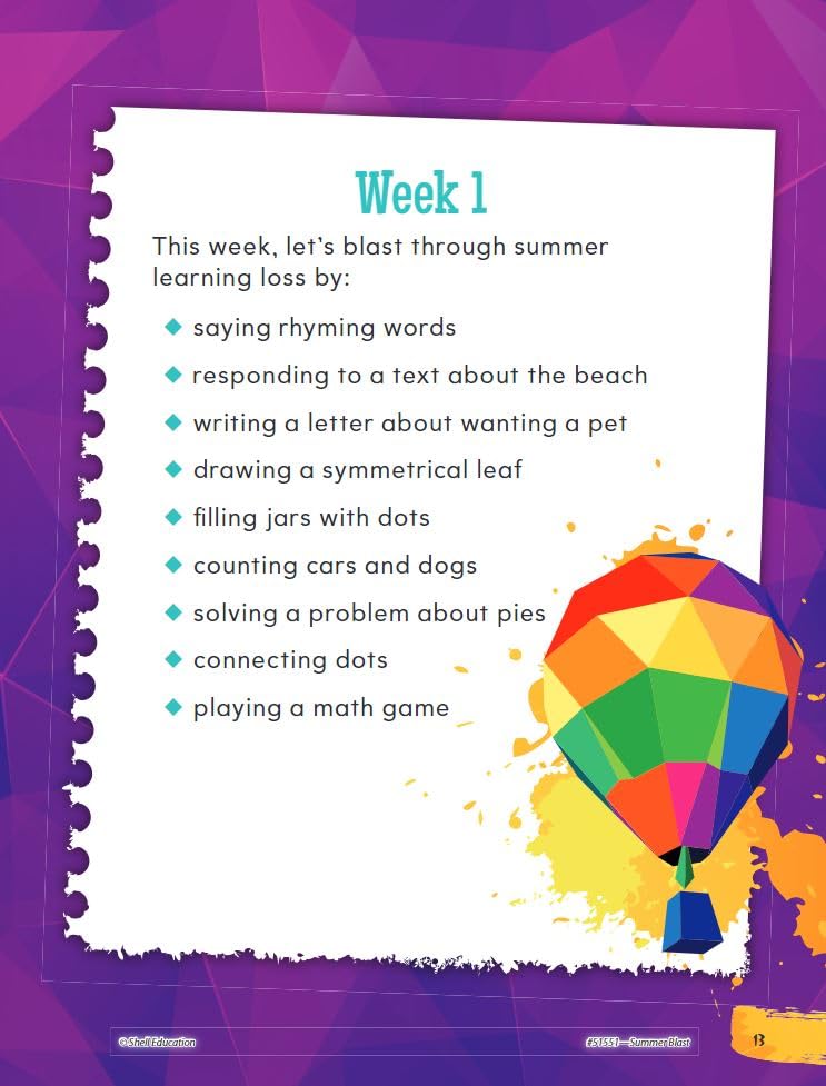 Summer Blast: Getting Ready for First Grade – Full-Color Workbook for Kids Ages 5-7 - Reading, Writing, Art