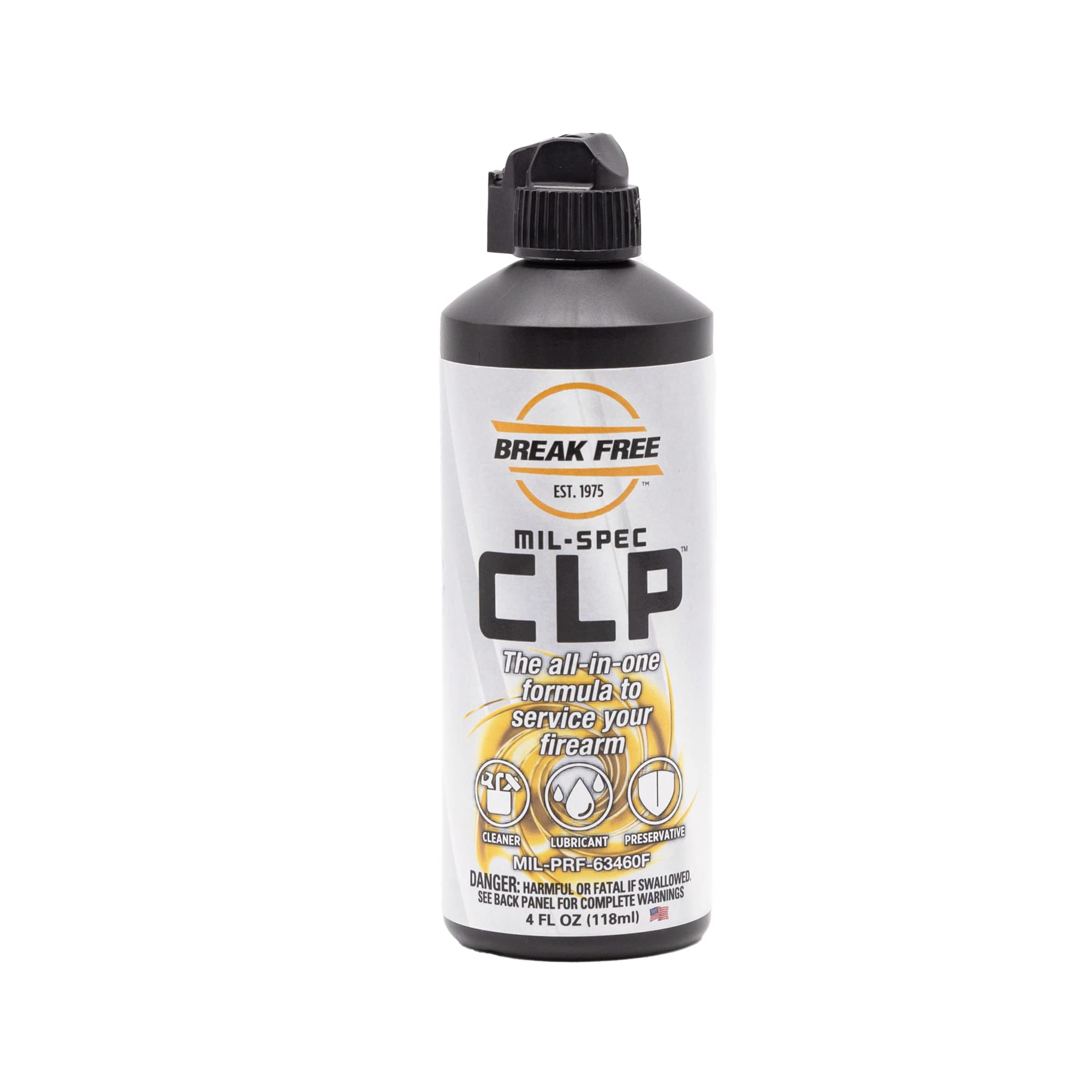 BREAK FREE CLP Cleaner Lubricant and Preservative All in One Gun Cleaner, CLP-4, Squeeze Bottle, Synthetic Oil