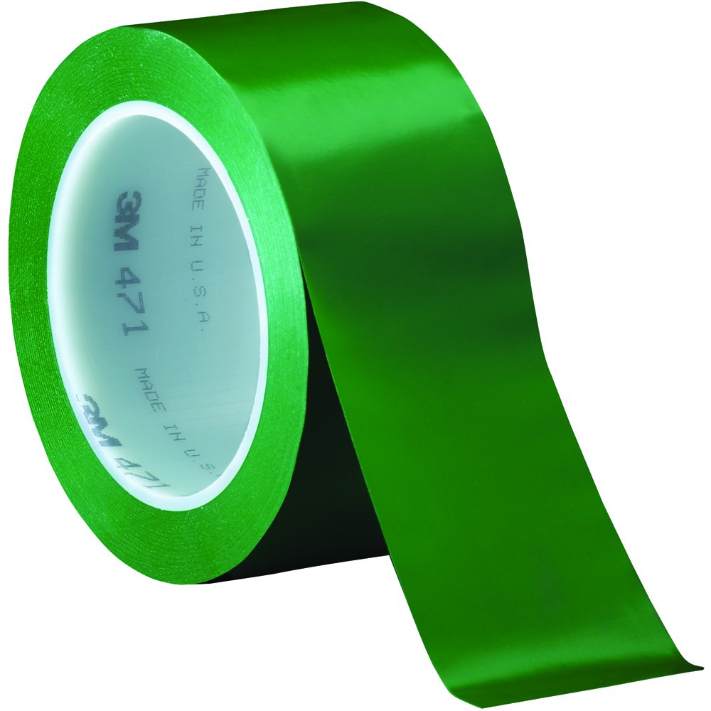 3M™ 471 Vinyl Tape, 5.2 Mil, 2" x 36 yds., Green, 24/Case, 3M Stock# 7000028855