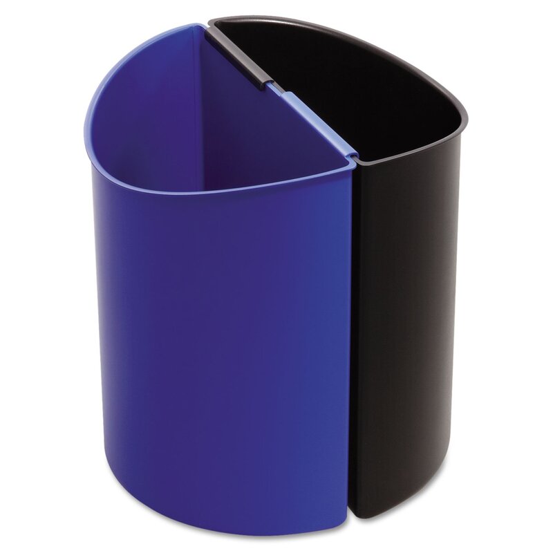 Safco Deskside Recycling Receptacles, 14 Gallons, 13 1/2inH x 13inW x 8inD, Black/Blue