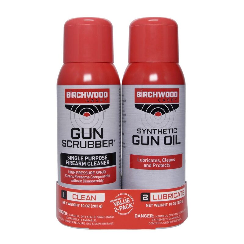 Birchwood Casey Gun Scrubber - Single Purpose Gun Cleaner & Synthetic Oil for Lubricating & Protection 10 FL OZ CAN EACH