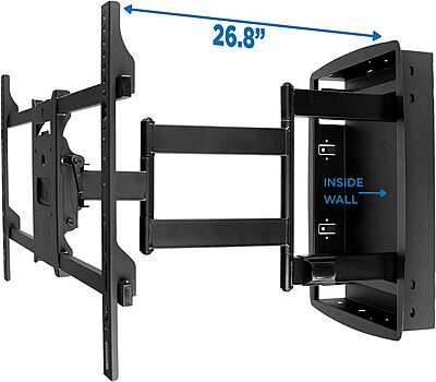 Mount-It! Recessed TV Wall Mount, Articulating Full Motion in-Wall TV Bracket for Flush Installation, 27 Inch Extended Arm Fits Screen Sizes 32-70 inch, Up to 175 lbs