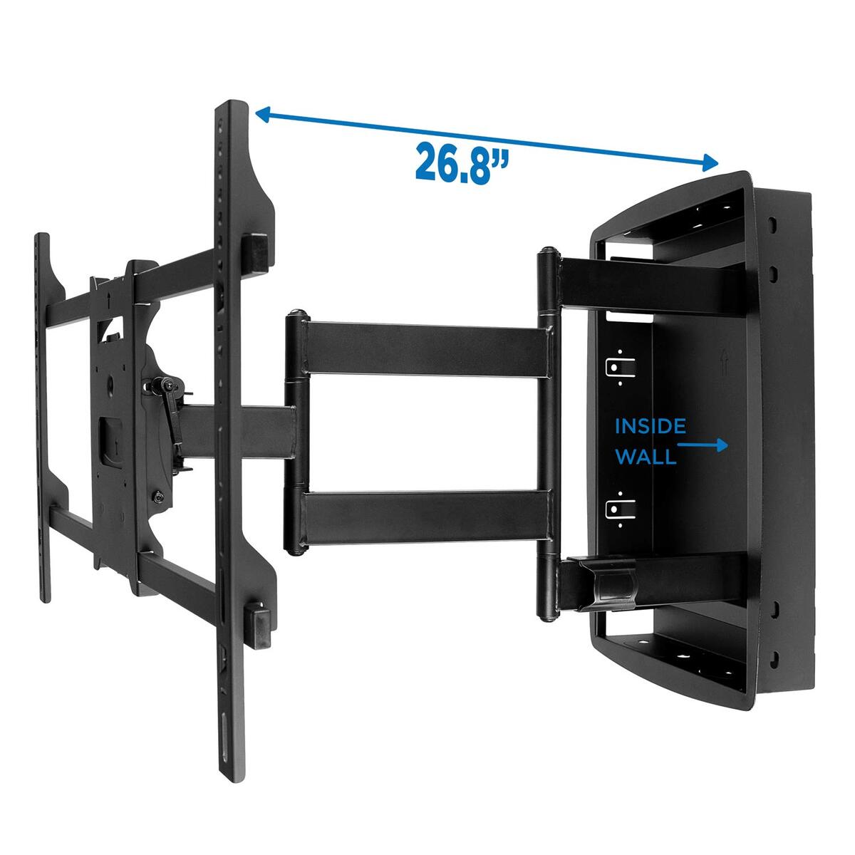 Mount-It! Recessed TV Wall Mount, Articulating Full Motion in-Wall TV Bracket for Flush Installation, 27 Inch Extended Arm Fits Screen Sizes 32-70 inch, Up to 175 lbs