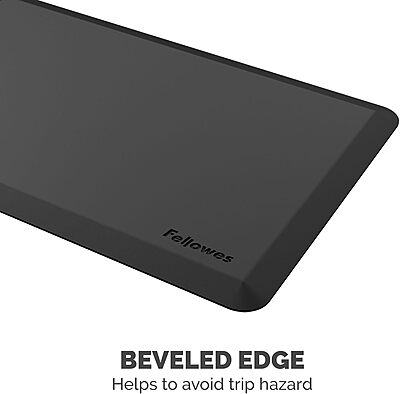 Fellowes Anti-Fatigue Wellness Floor Mat, Rectangular, 36in x 24in, Black