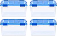 Iris Ultimate Weatherpro Storage Boxes, 23-5/8inL x 20-1/16inW x 16-3/16inH, 60 Qt, Clear, Set Of 4 Boxes