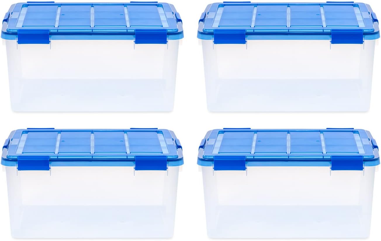 Iris Ultimate Weatherpro Storage Boxes, 23-5/8inL x 20-1/16inW x 16-3/16inH, 60 Qt, Clear, Set Of 4 Boxes