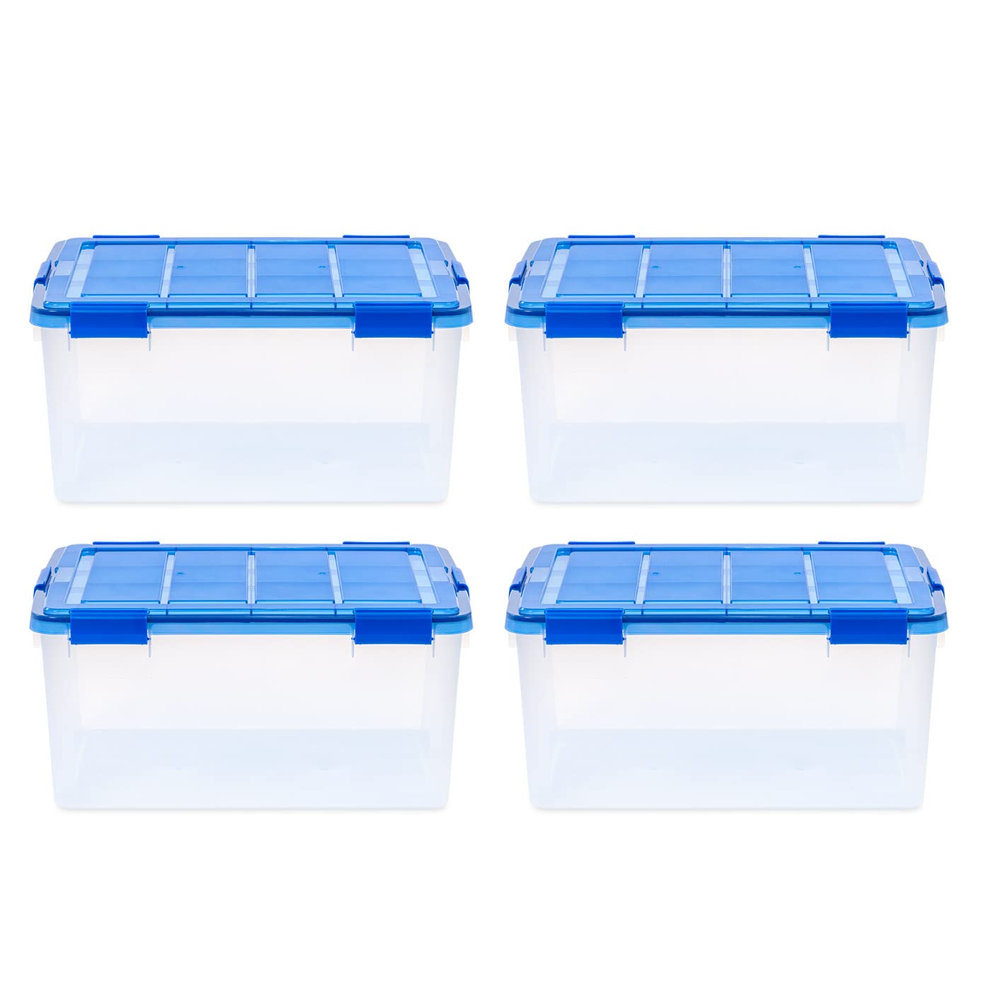 Iris Ultimate Weatherpro Storage Boxes, 23-5/8inL x 20-1/16inW x 16-3/16inH, 60 Qt, Clear, Set Of 4 Boxes