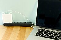 GE General Purpose 6-Outlet Surge Protector, 6 ft Extension Cord, 800 Joules, Twist-to-Close Safety Outlet Covers, Flat Plug, Protected Indicator Light, Integrated Circuit Breaker, Black, 14091