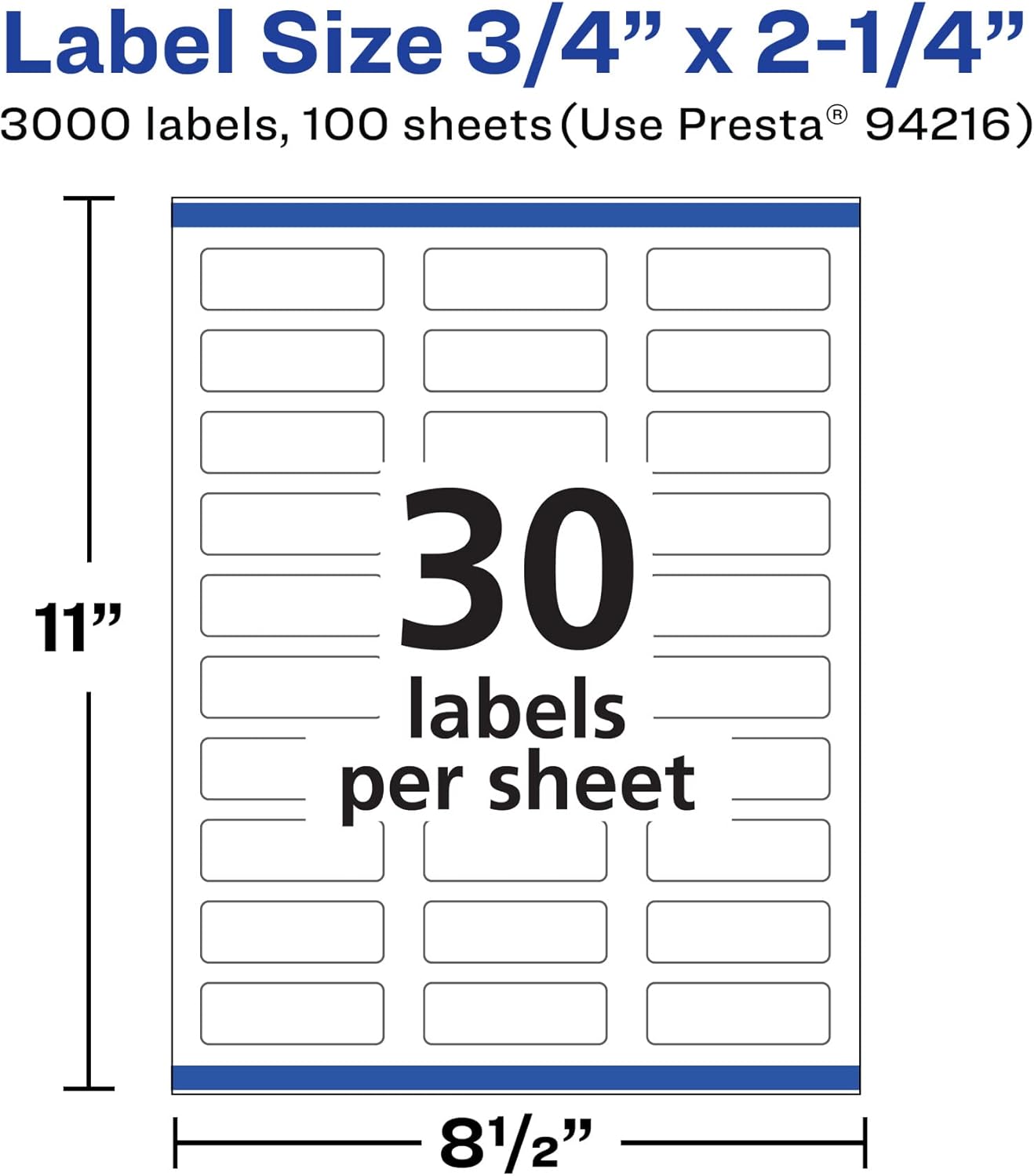 Avery Matte White Rectangle Labels, Sure Feed Technology, 0.75" x 2.25", Permanent Adhesive, Laser/Inkjet Printable