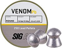 Sig Sauer Venom Lead .22 Pellets | 14.5Gr Round-Topped Air Ammunition for ASP CO2 Airguns, Pellet-Firing Air Pistols