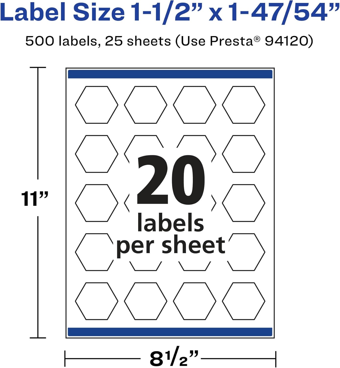 AVERY Glossy Clear Hexagon Labels, Sure Feed Technology, 1-1/2" x 1-47/54"
