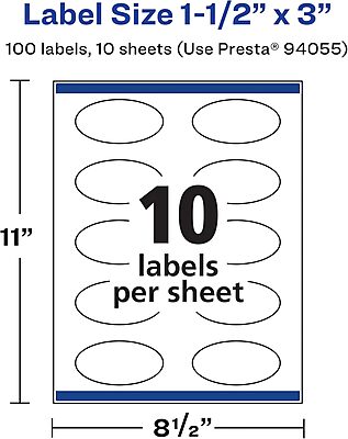AVERY Durable Waterproof Oval Labels, Sure Feed Technology, 1.5" x 3"