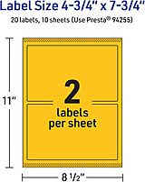 Avery Print-To-The-Edge Labels With Sure Feed Technology And Easy Peel, 94255-BYP10, Rectangle, 4-3/4in x 7-3/4in