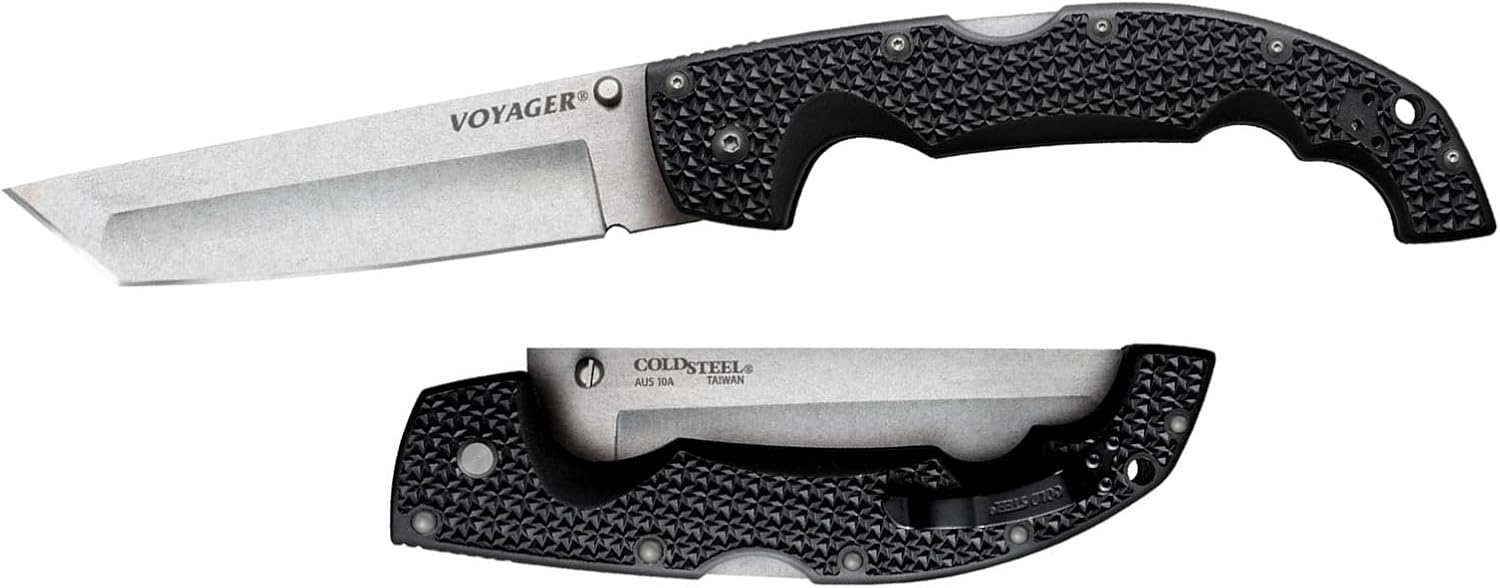 COLD STEEL XL Voyager 5.5 AUS10A Tanto Folding Knife with Griv-Ex Handle & Tri-Ad Lock
