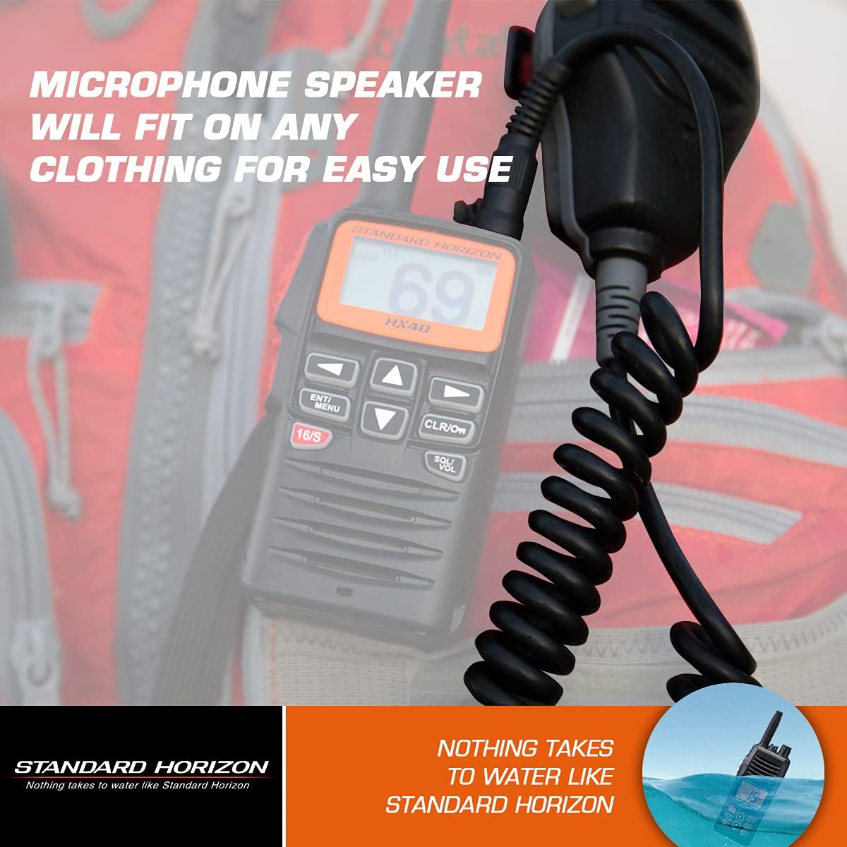 Standard Horizon MH-73A4B Speaker/Microphone Black, Small Microphone Standard Packaging