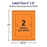 Avery Printable Rectangle Labels, Sure Feed Technology, 4" x 6", Bright Orange Labels, Print-to-The-Edge