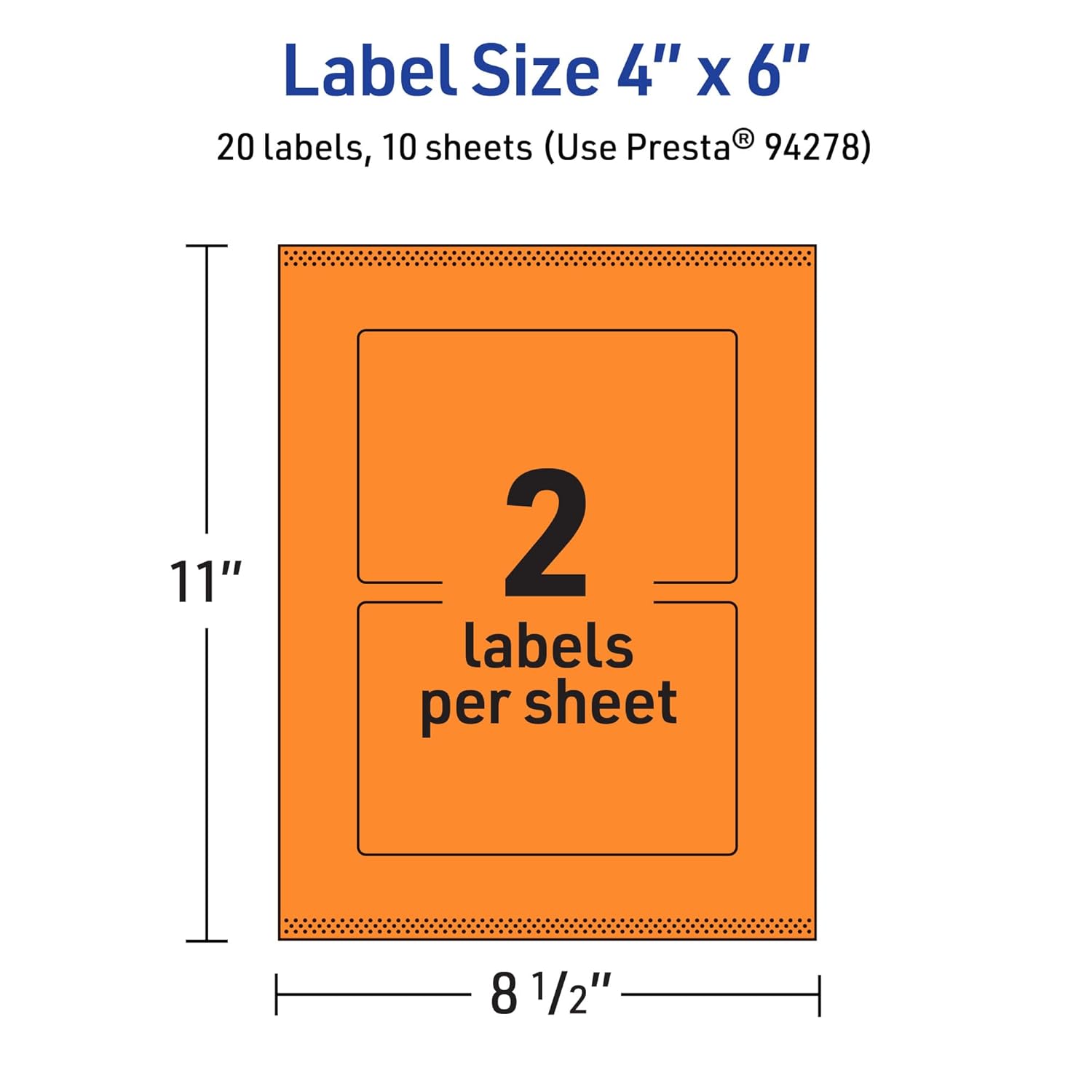 Avery Printable Rectangle Labels, Sure Feed Technology, 4" x 6", Bright Orange Labels, Print-to-The-Edge