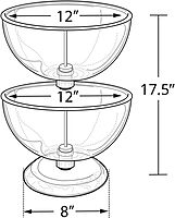 Azar Displays 2-Tier Bowl Display, 17-1/2inH x 12inW x 12inD, Clear