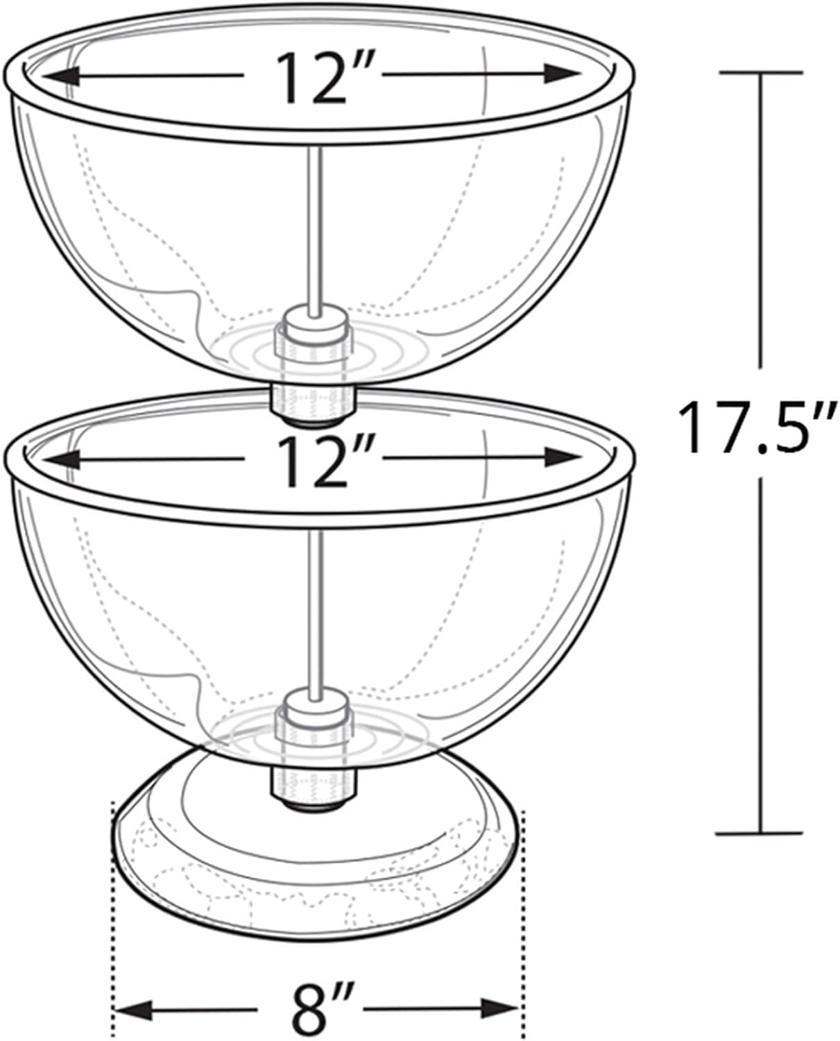 Azar Displays 2-Tier Bowl Display, 17-1/2inH x 12inW x 12inD, Clear