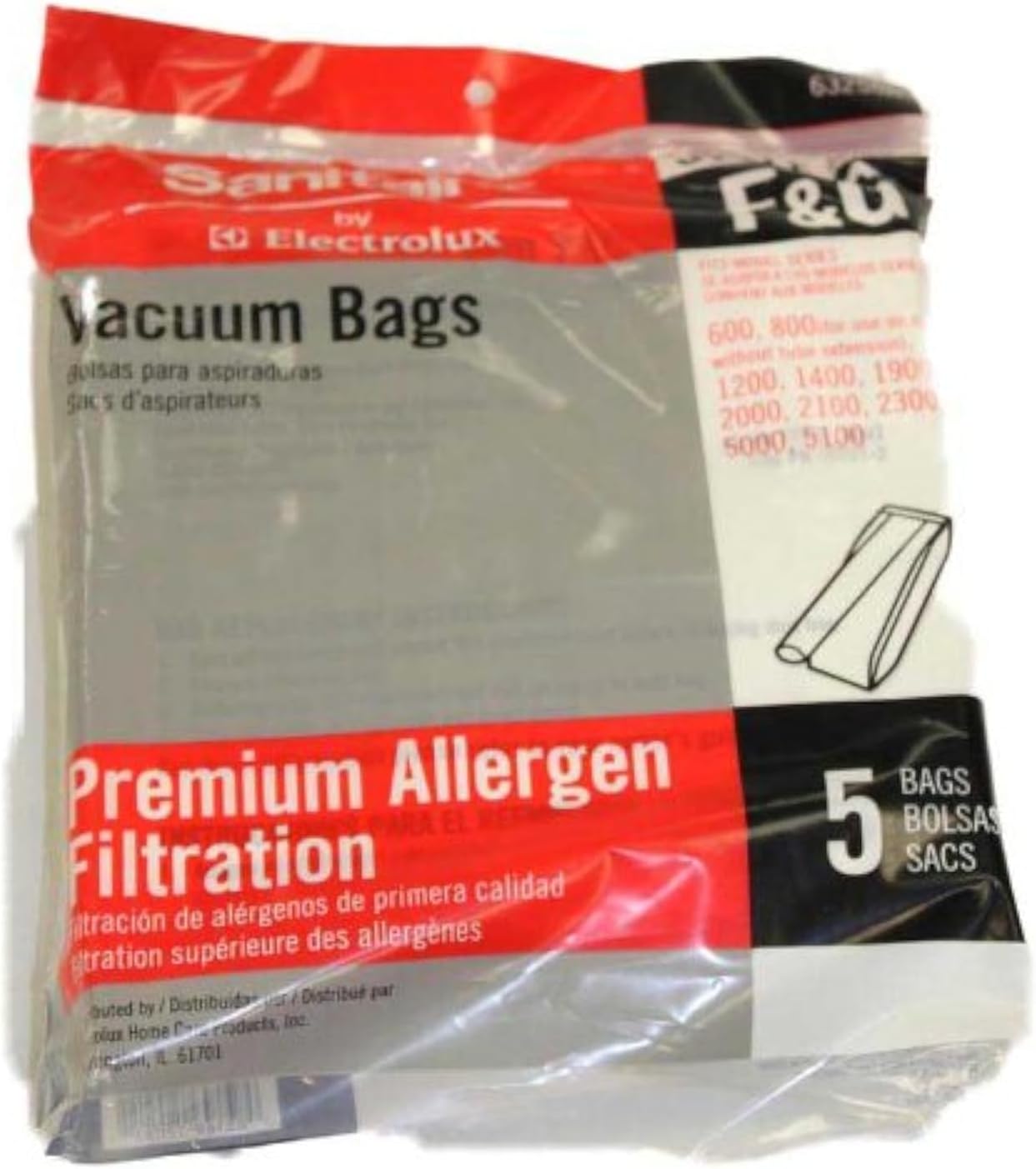 Sanitaire F&G Premium Paper Vacuum Bags, 11-Quart, White, Pack Of 5 Bags