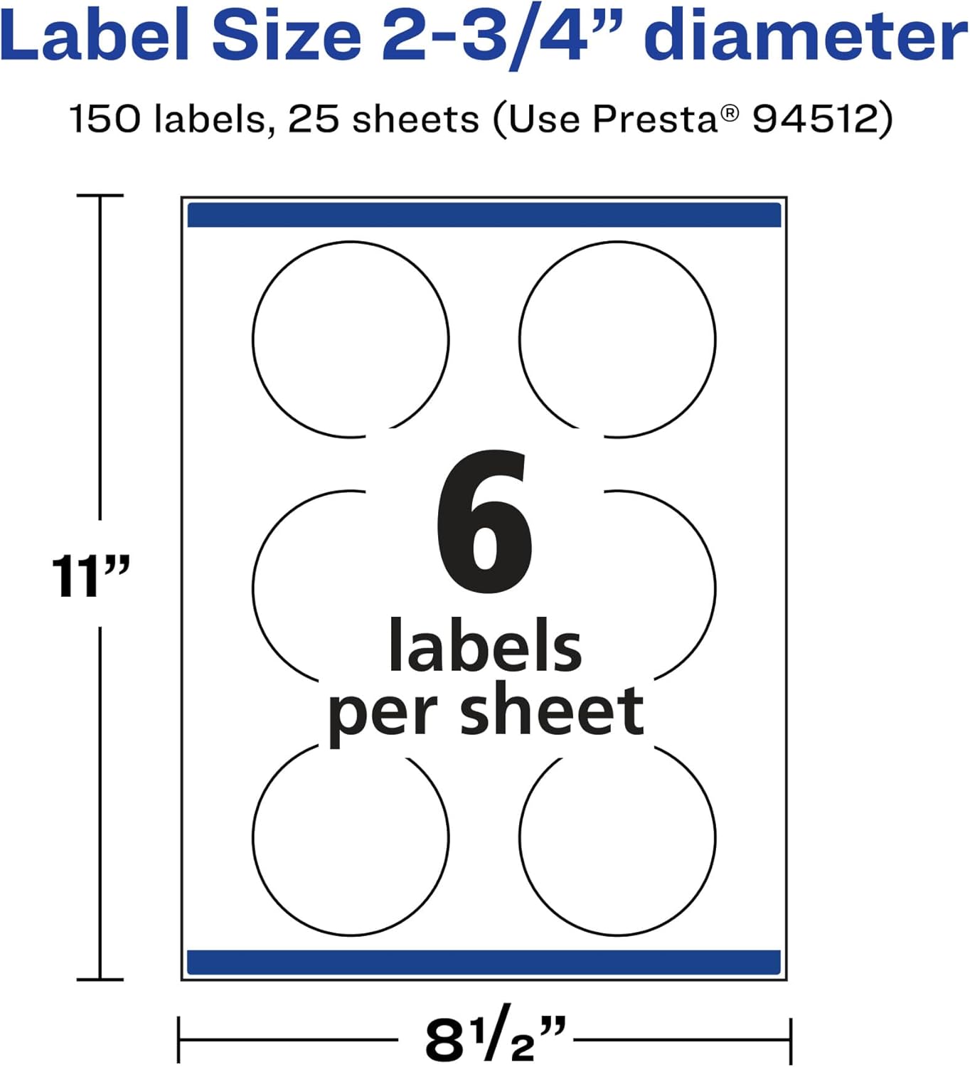 AVERY Glossy Clear Round Labels, Sure Feed Technology, 2.75" Diameter, Print-to-The-Edge, Laser/Inkjet Printable
