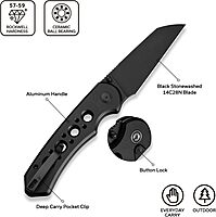 CIVIVI Pragma Prime Pocket Knife for EDC, 3.49" Wharncliffe Blade, Aluminum Handle, Reversible Clip