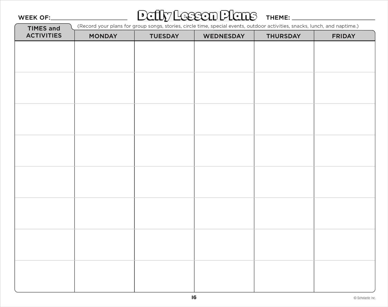 Scholastic Daily Plan Book For Preschool, 2nd Edition, 12in x 9 1/2in, Pink