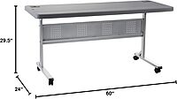 National Public Seating, 24x60 Flip-N-Store Training Table, Charcoal, Height 29.5 in, Model# BPFT-2460-20