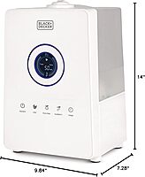 Black+Decker Ultrasonic Humidifier, Touch Display, 1.45 Gallons, 14inH x 9-7/8inW x 7-5/16inD