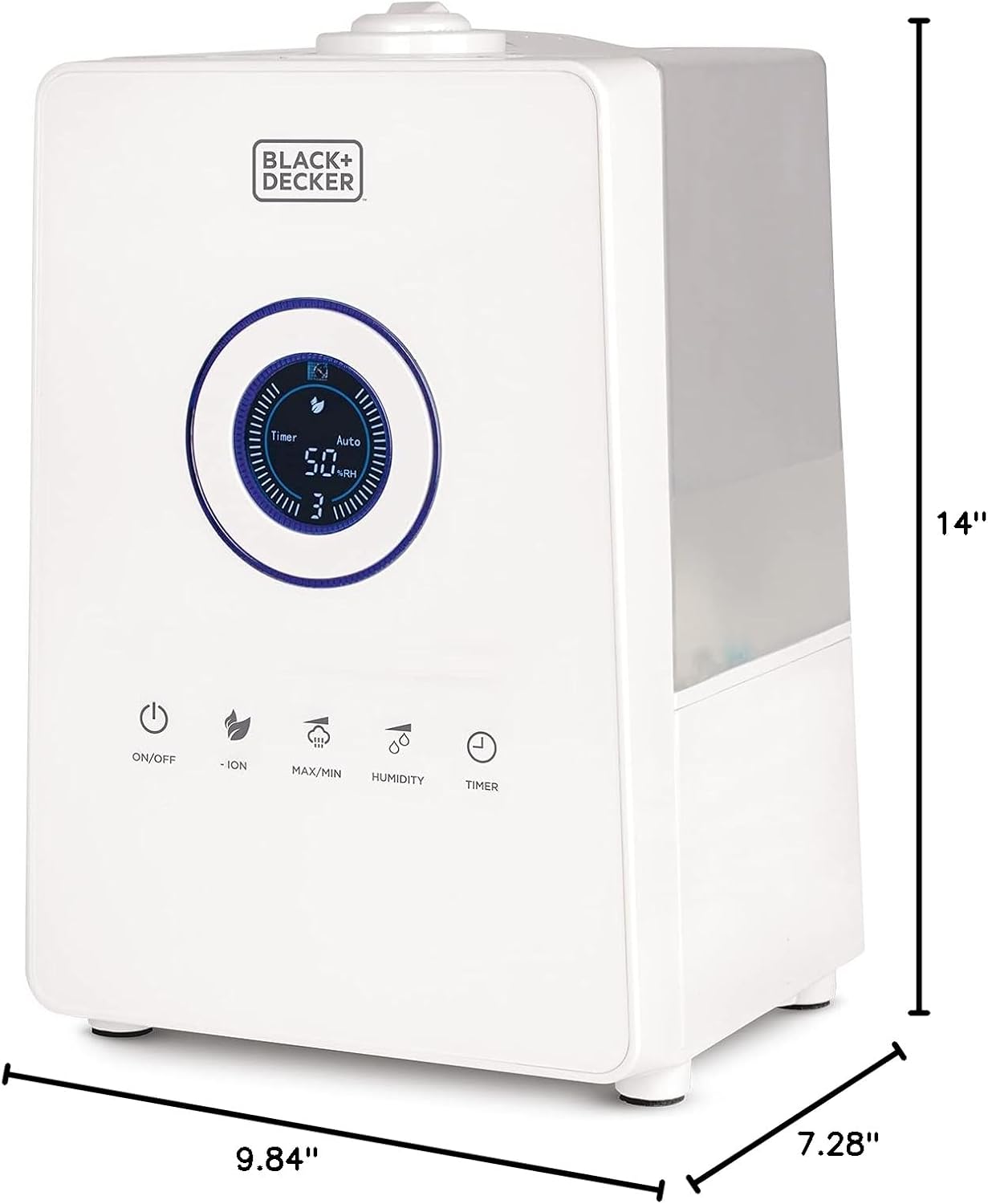 Black+Decker Ultrasonic Humidifier, Touch Display, 1.45 Gallons, 14inH x 9-7/8inW x 7-5/16inD