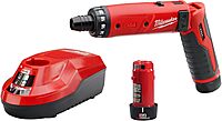 Milwaukee 2101-22 M4 1/4 Hex Screwdriver Kit W/2 Bat Tool + 2 Batteries