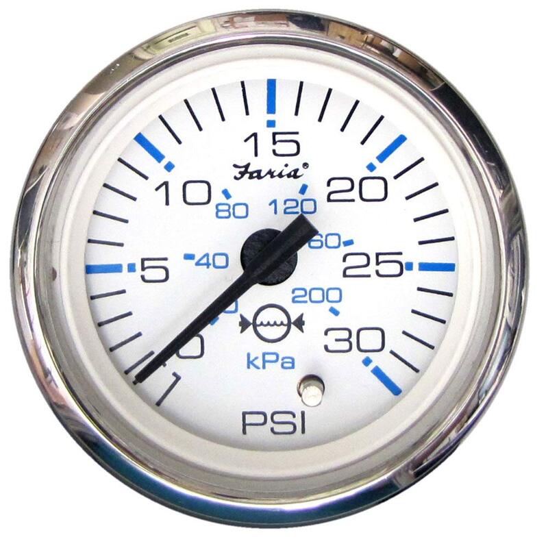 FARIA BEEDE 13812 Chesapeake Stainless Steel Water Pressure Gauge Kit (30 PSI) - 2", White , Black
