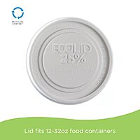 Eco-Products EcoLid Food Container Lids, Fits 12-32 oz, 25% Recycled, Off White, Pack of 500