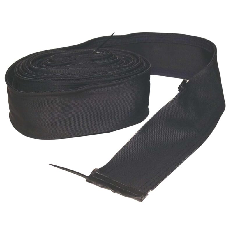 Cable Cover with Zipper, 3 in W, 22 ft L, Medium Size, Black Nylon