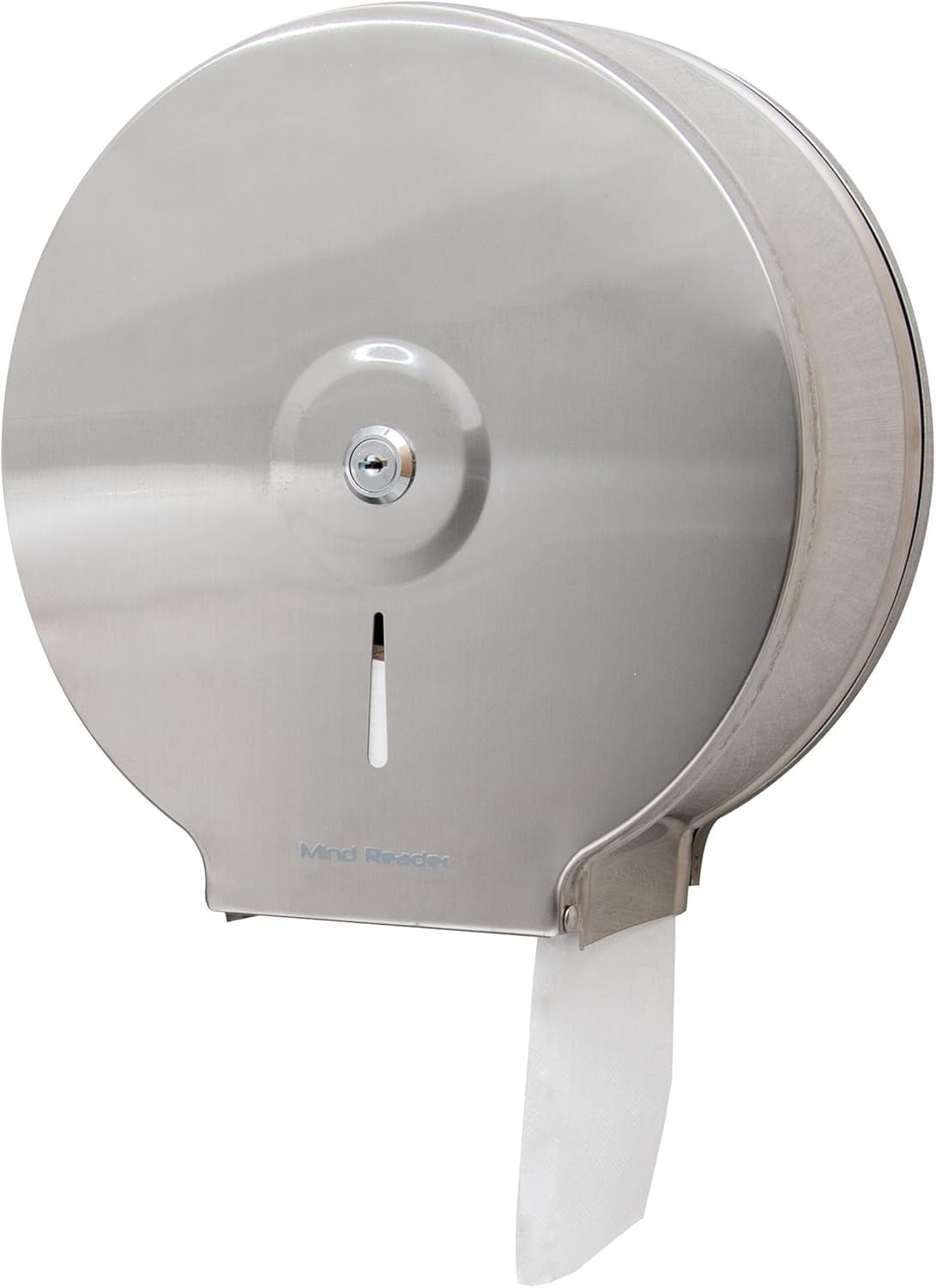 Mind Reader Toilet Paper Dispenser, Wall Mount, Lock with Key, Restroom, Stainless Steel, 10"L x 10.25"W x 4.5"H