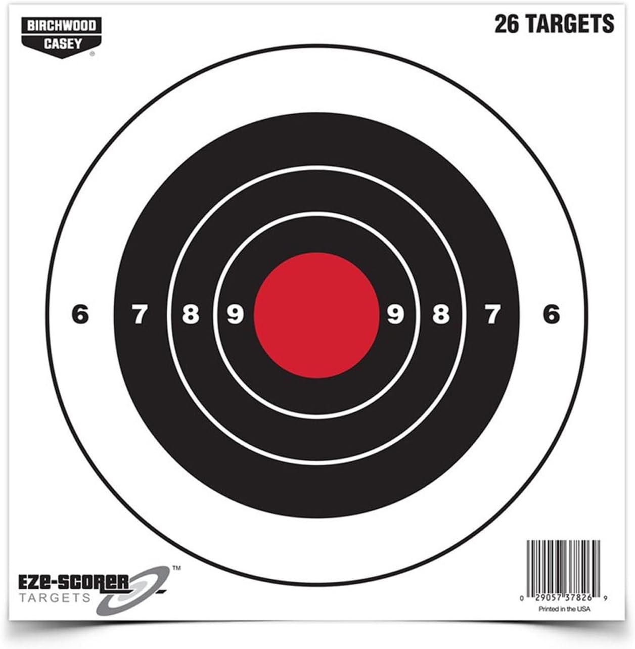BIRCHWOOD CASEY 8" Eze-Scorer Bull's-Eye Practice Shoot-Up Brilliant White Paper Targets for Indoor and Outdoor Use