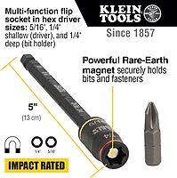 Klein Tools 32768 Impact Driver Set, 3-in-1 SAE Impact Socket and Bit Holder
