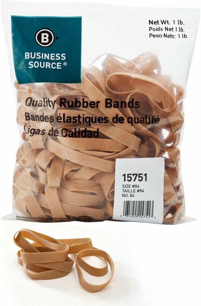 Business Source Quality Rubber Bands - Size: #84 - 3.5in Length x 0.5in Width - Sustainable - Rubber - Crepe - 150 / Pack
