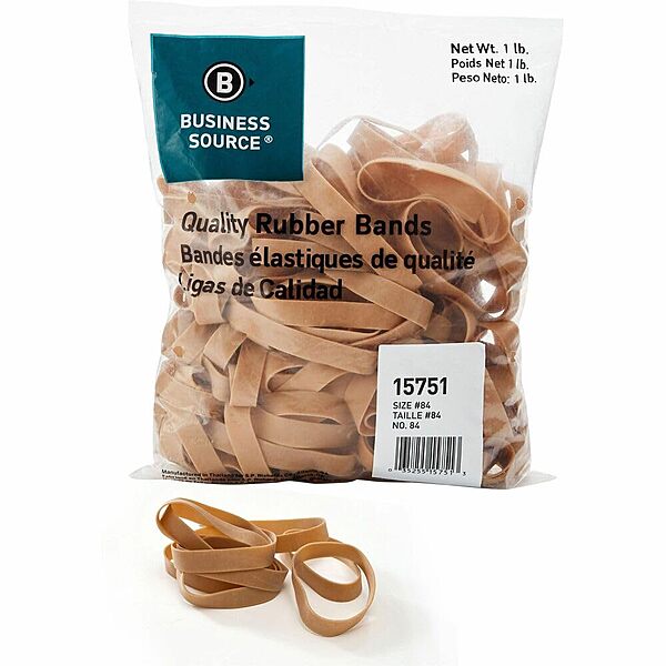 Business Source Quality Rubber Bands - Size: #84 - 3.5in Length x 0.5in Width - Sustainable - Rubber - Crepe - 150 / Pack