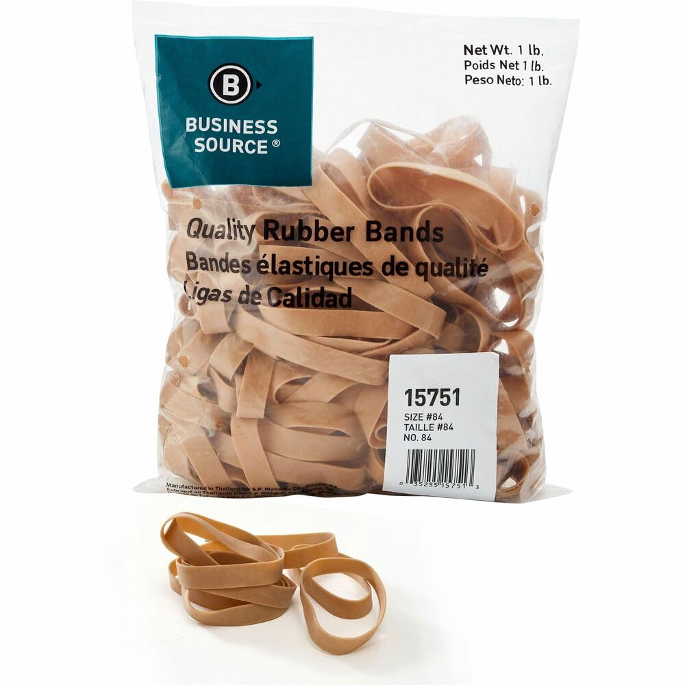 Business Source Quality Rubber Bands - Size: #84 - 3.5in Length x 0.5in Width - Sustainable - Rubber - Crepe - 150 / Pack