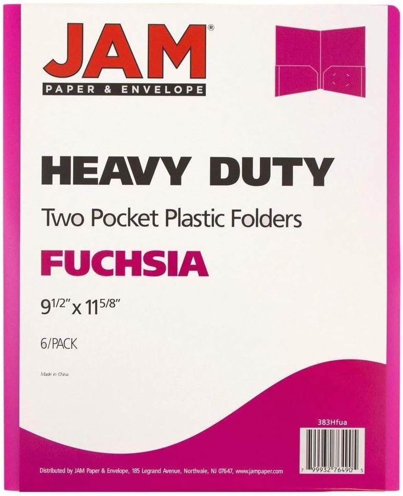 JAM Paper Heavy-Duty 2-Pocket Plastic Presentation Folders - Letter Size