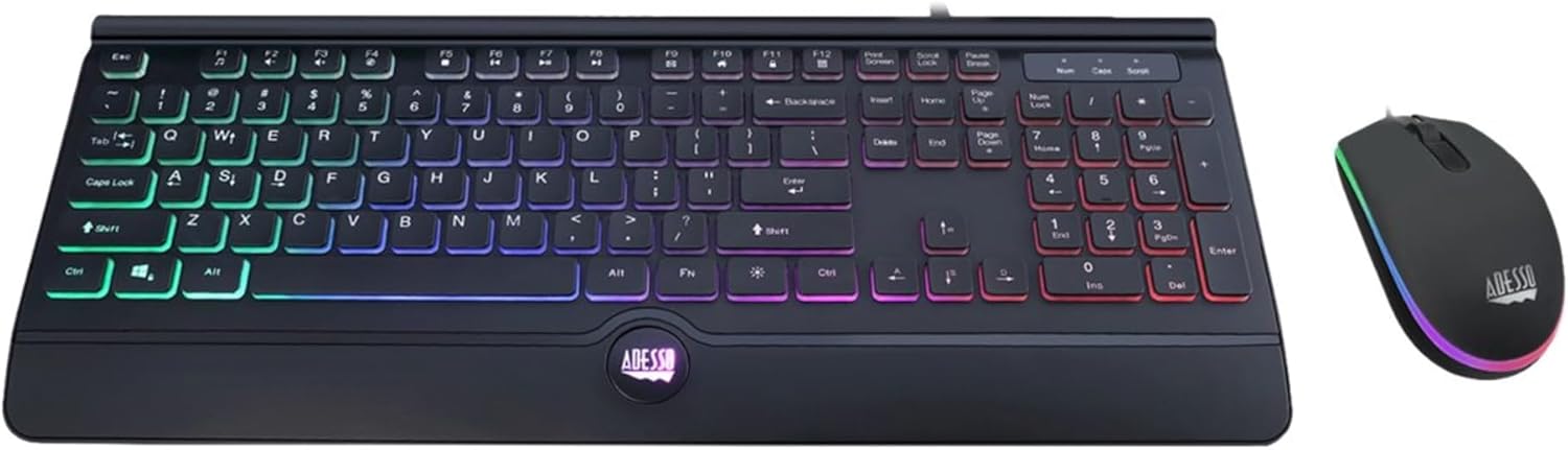 Adesso EasyTouch 137CB Illuminated Gaming Keyboard & Mouse Combo - USB Cable - 104 Key - English (US) - AKB137CB