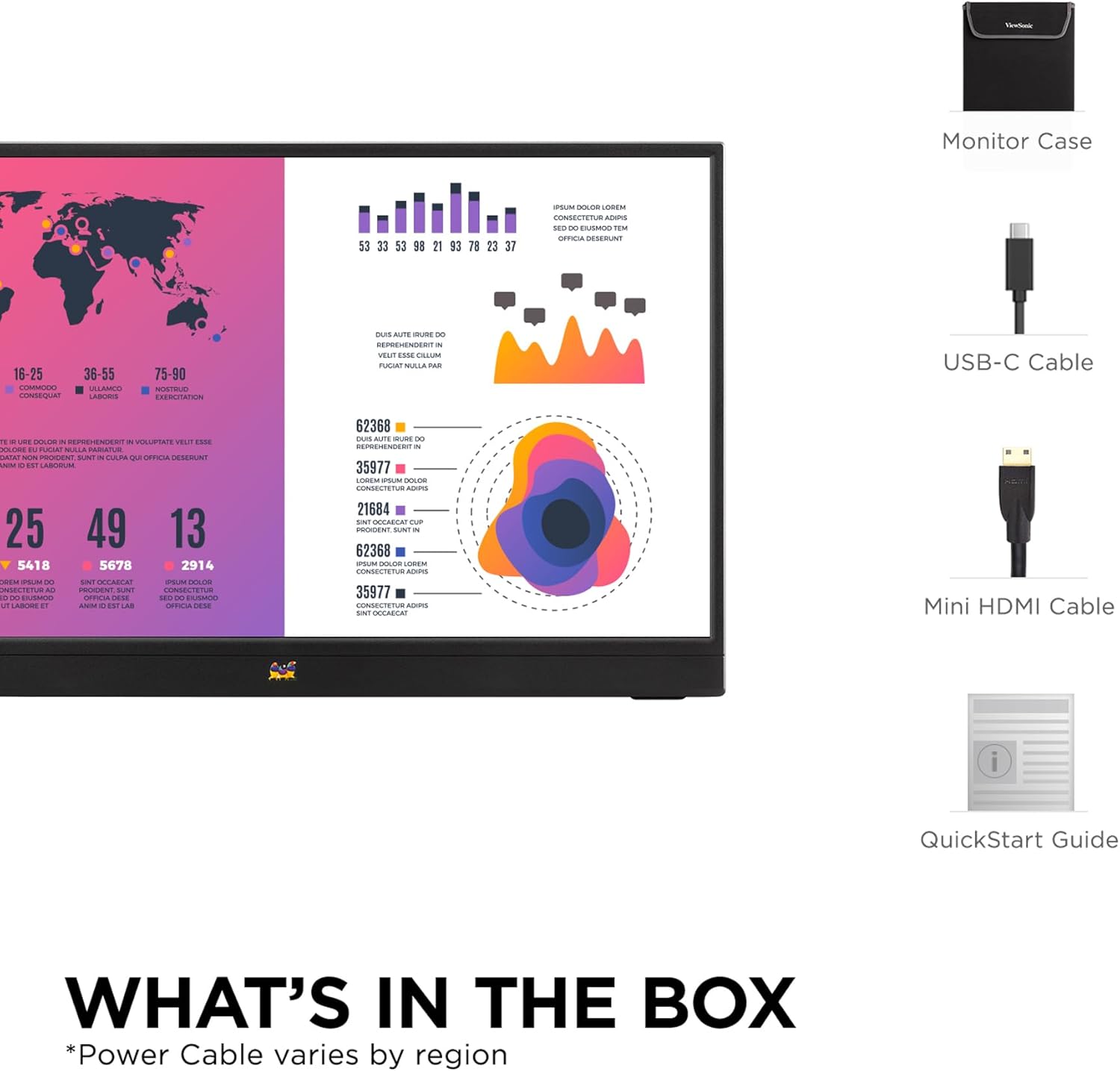 VIEWSONIC Portable 1080p IPS Monitor with 60W USB-C and Mini HDMI
