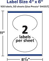 Avery Matte White Oval Labels, Sure Feed Technology, 4" x 6"
