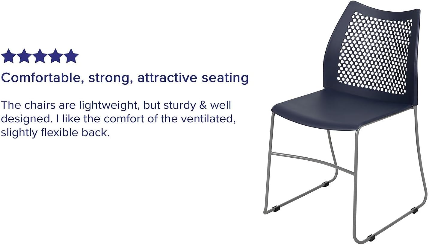 Flash Furniture HERCULES Series 661 lb Capacity Stack Chair with Air-Vent Back and Sled Base
