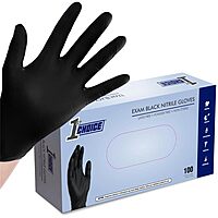 1st Choice Professional Powder-Free Exam-Grade Black Nitrile Gloves
