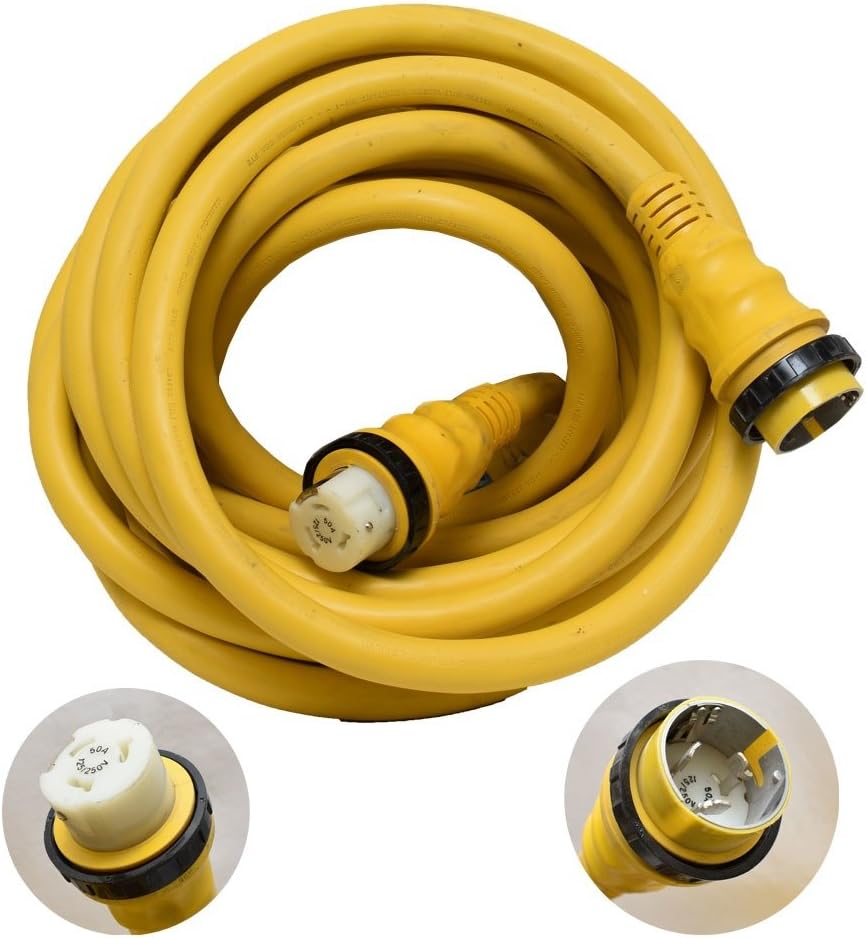 Marinco 50Amp 125/250V Shore Power Cable - 50' - Yellow